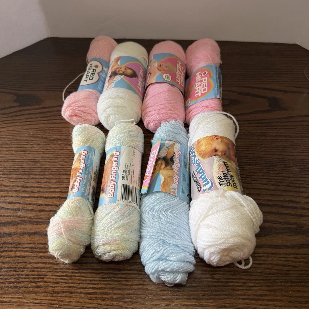 Lot Of 8 Baby Print Yarn Skeins‎ Discontinued Colors Pastel